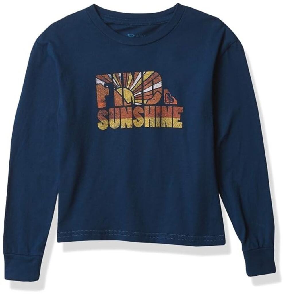 Roxy Girls 8/S Moonlight Blue Find Sun Graphic Long Sleeve T-Shirt Retro V8-1